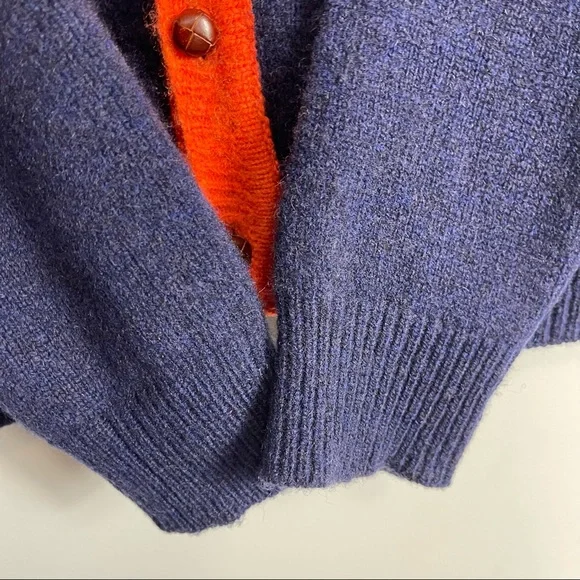 Monsieur Lacenaire mod 60’s grandpa cardigan sweater color block wool france M - Picture 9 of 16